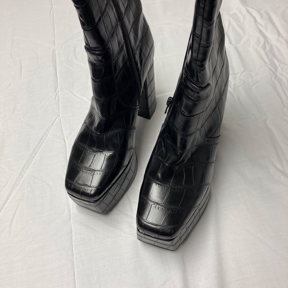 NEW Jeffrey Campbell Platform Boot Croc 8 Black - Picture 3 of 10